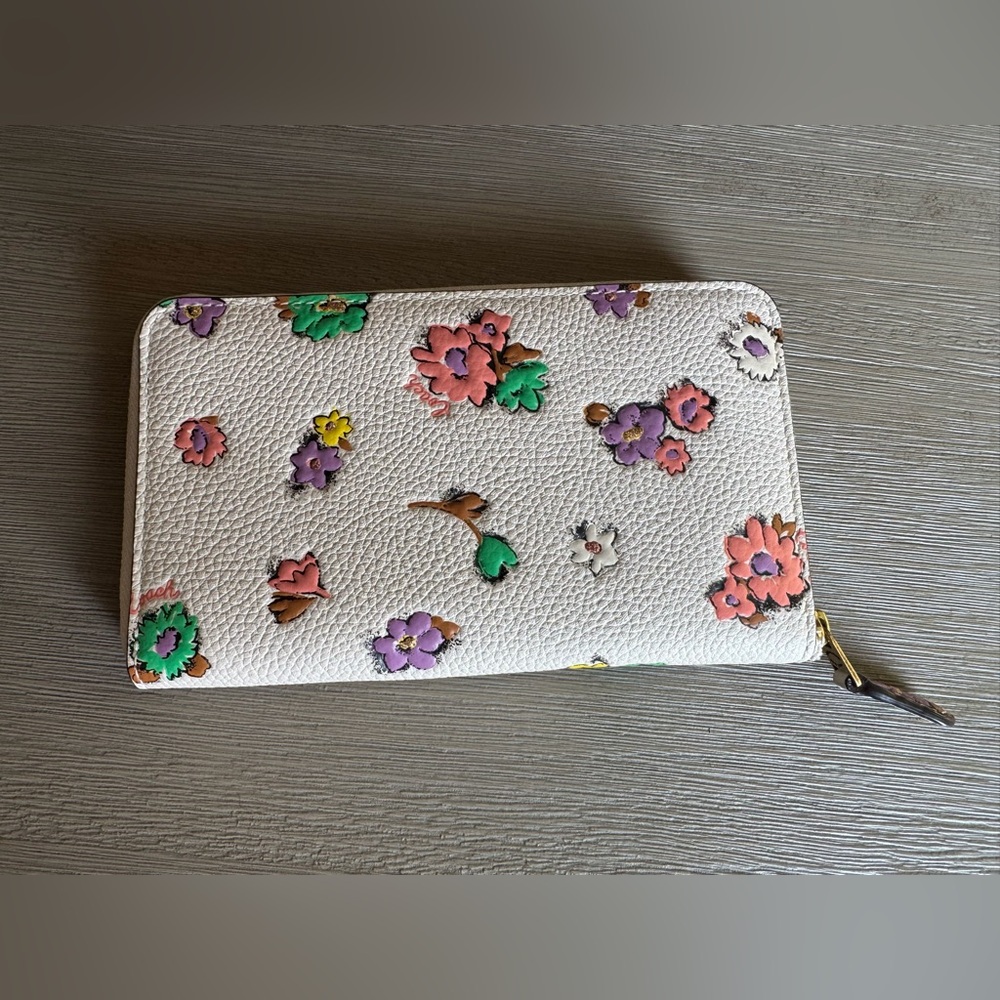 COACH Floral Print Leather Zip Around Wallet - Picture 3 of 16